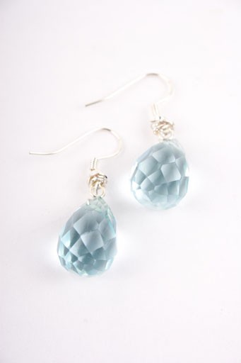 Aqua Quartz Teardrop Earrings