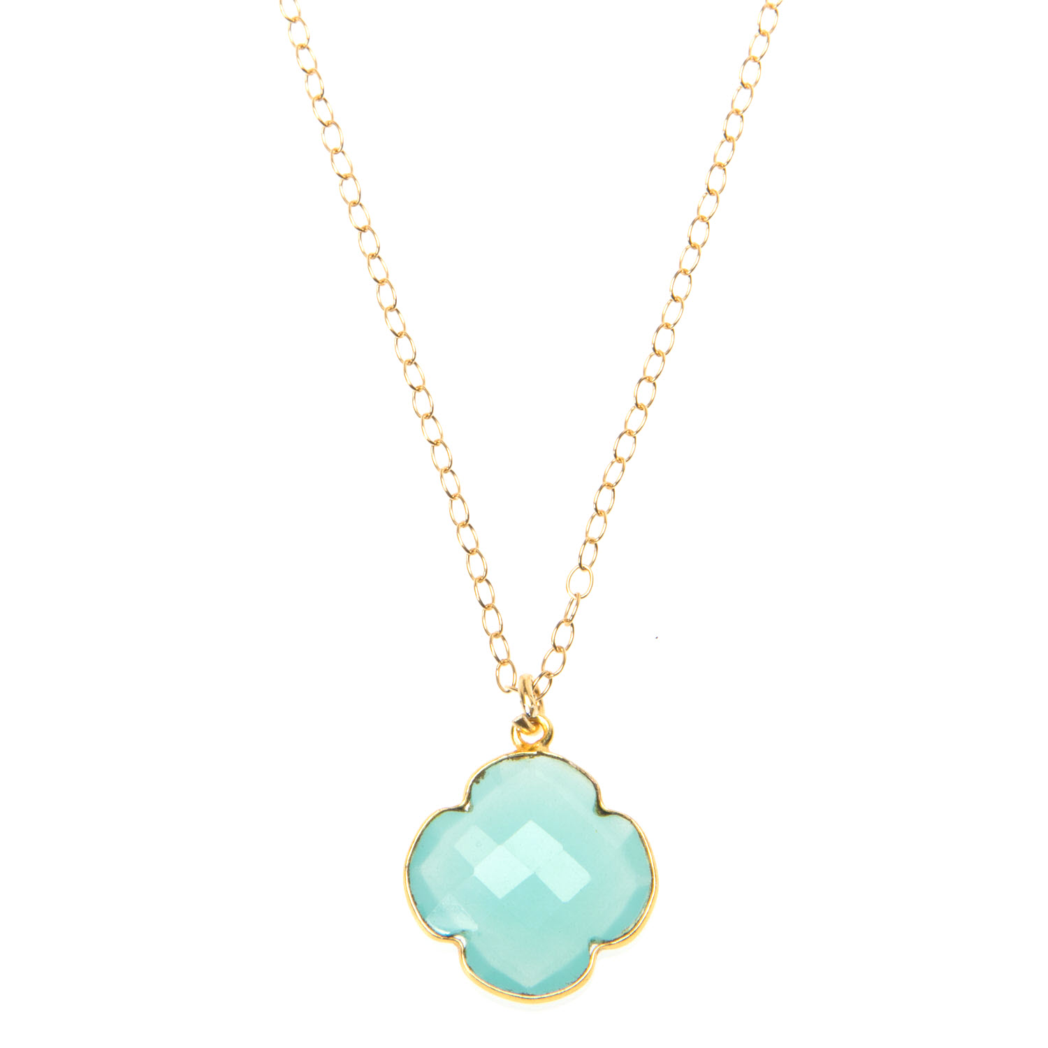 Aqua Blue Chalcedony and Gold Vermeil Necklace