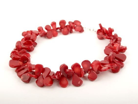 Red Coral Teardrop Necklace