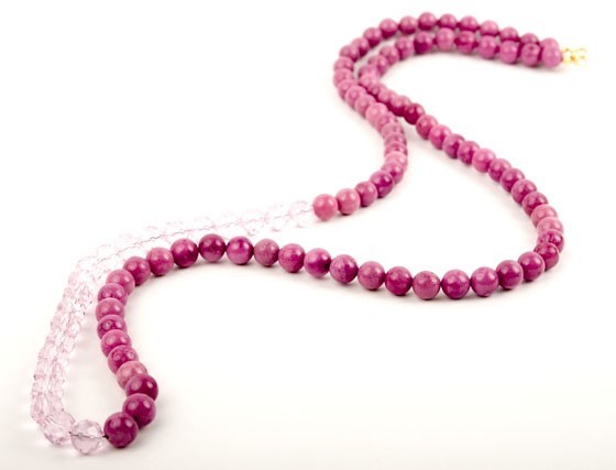 Fuchsia Turquoise and Pink Crystal Necklace