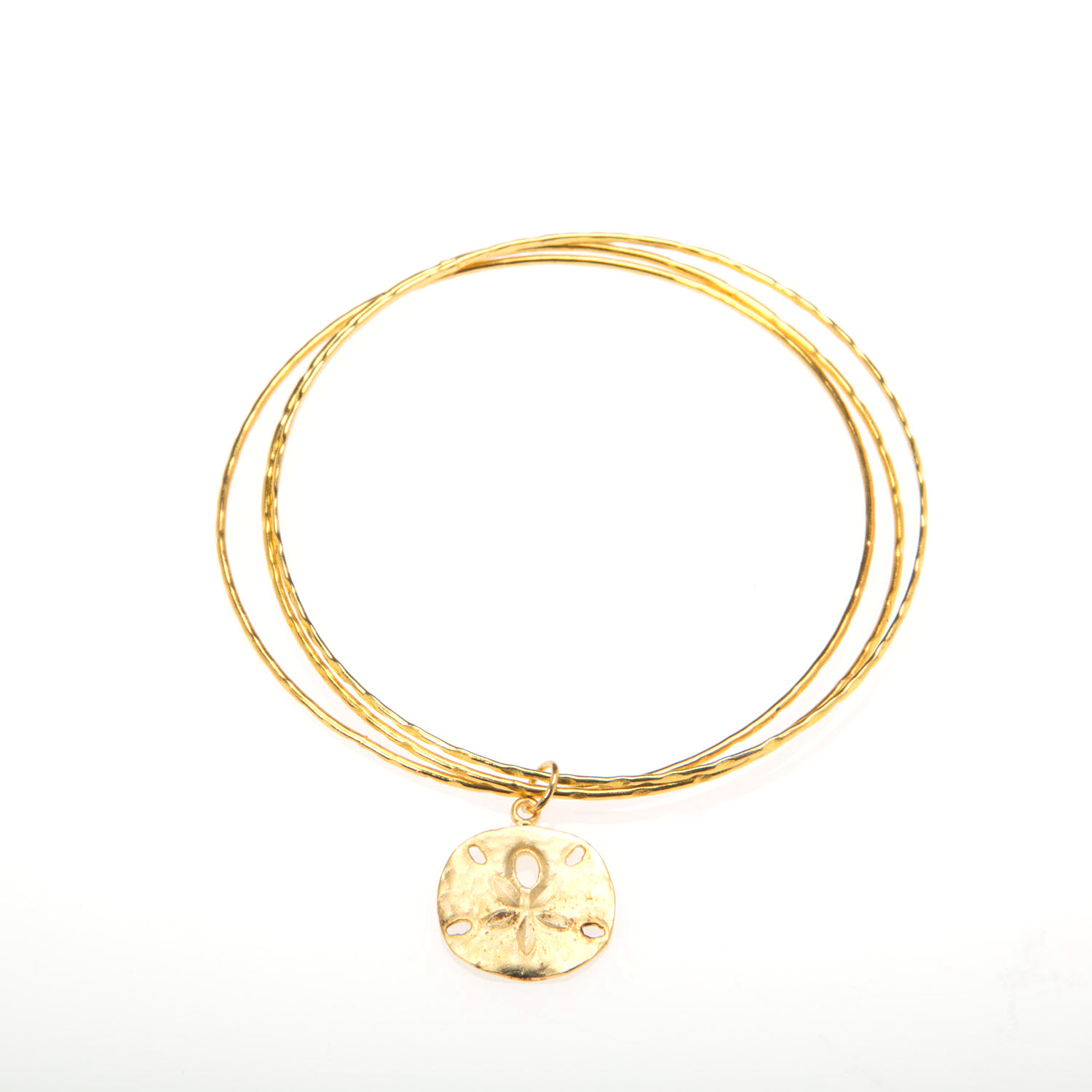 Gold Bangles with Gold Vermeil Sand Dollar Charm