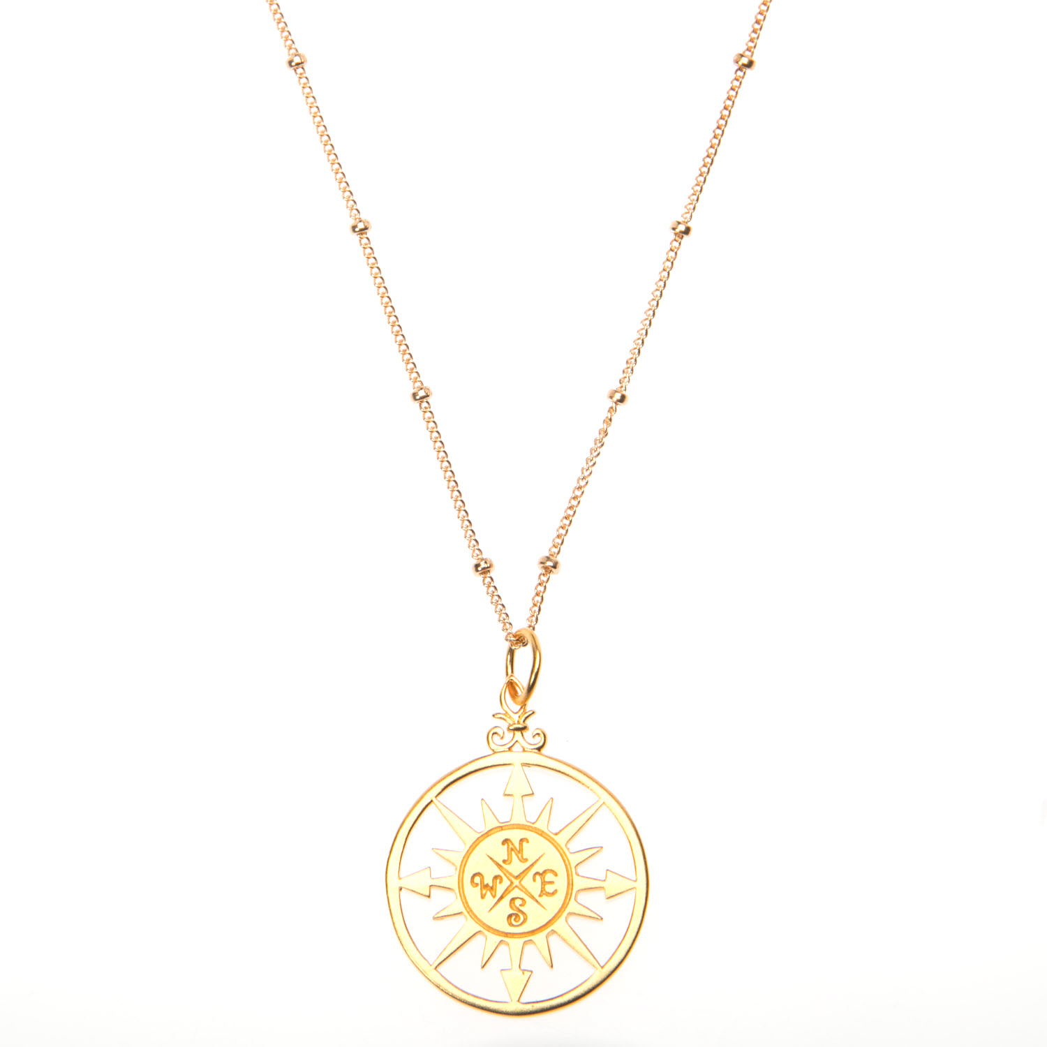 Gold Vermeil Compass Pendant Necklace
