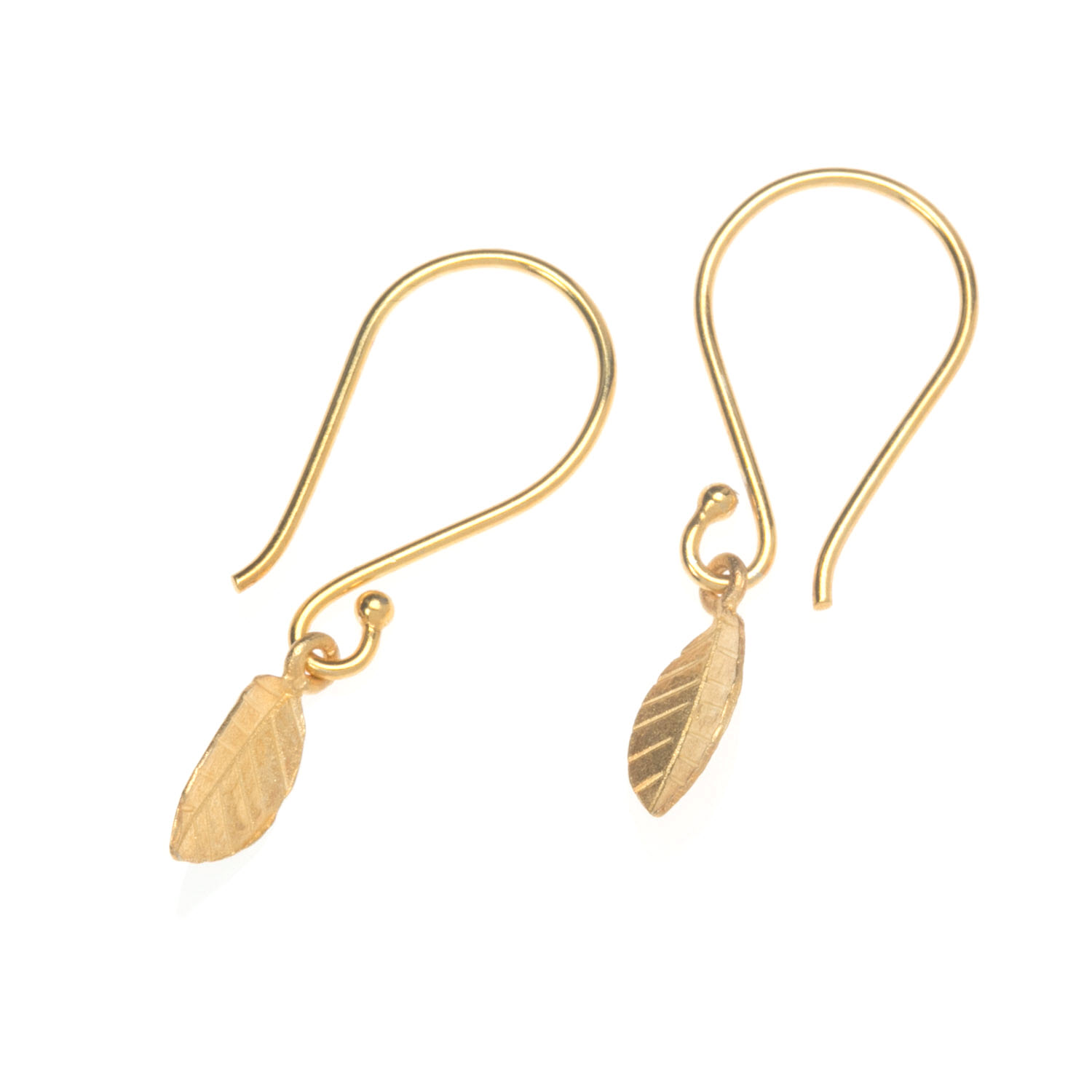 Gold Vermeil Leaf Charm Earrings